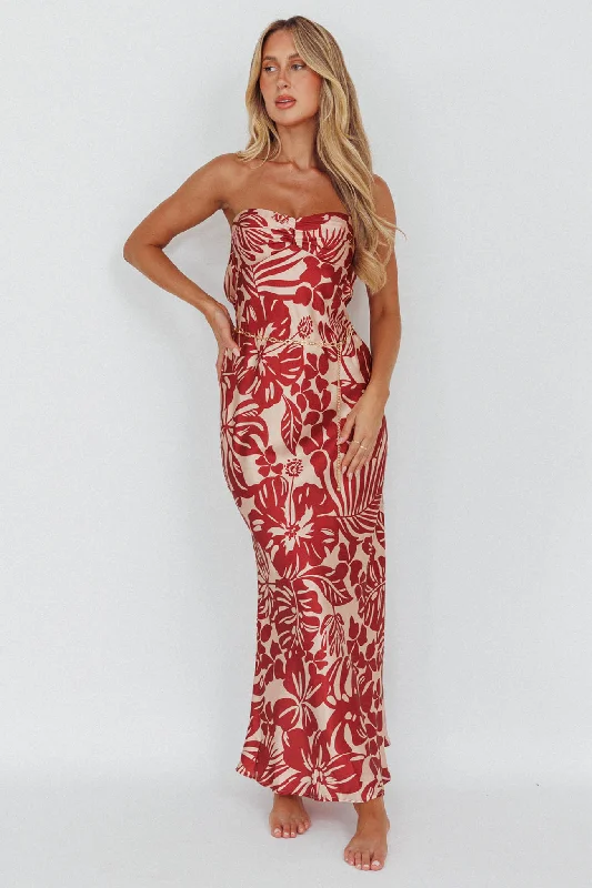 Kona Cowl Back Midi Dress Floral Flame